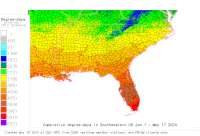 North Carolina USA base 32 degree-days to date