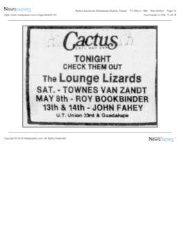 1986-05-03 -the Cactus Cafee-Austin-TX