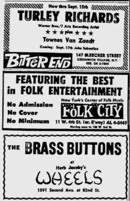 1969-09-11 12 13 14 15-TvZ at the Bitter End-New York-NY withTurley Richards